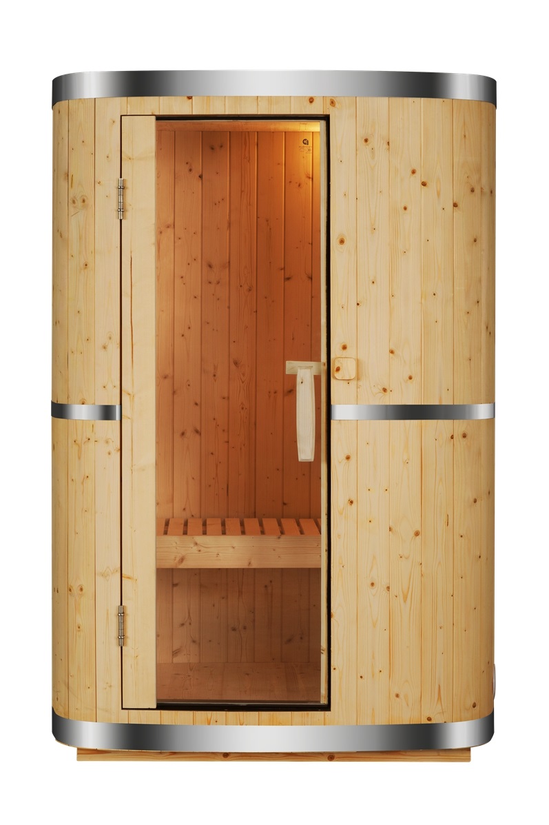 SAUNA MODELO BARRIL VERTICAL INTERIOR MODELO E 21 P VERTICAL  CON CALEFACTOR DE 3 KW COMPLETA