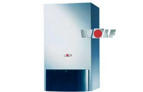 Caldera Mural Condensación marca Wolf modelo CGB-100, rendimiento estacional hasta un 110%,. Estanca y modulante en aire y gas. Modulación del 20 al 100%. para gas propano solo calefacción. Potencia de salida de 18-99 kw. No incluye salida de gases.